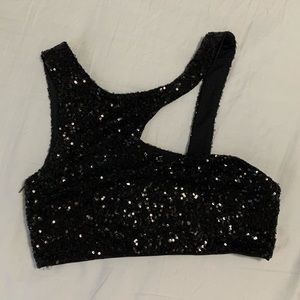 Black sequence crop top
